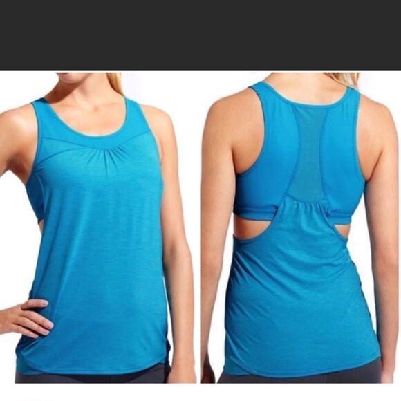 Athleta Heather Blue Mesh Supercharged Tank L - Picture 1 of 6